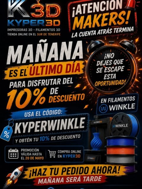 Mañana es el último día del 10% de descuento en winckle con motivo de nuestra inauguración. 

En el caso de que algún color este agotado se puede solicitar y dejar pagado y beneficiarse del descuento igualmente pero solo hasta mañana 

Cualquier duda por mensaje o a nuestro WhatsApp!!!!

@winkle3d  gracias chicos por el empujoncito!!!