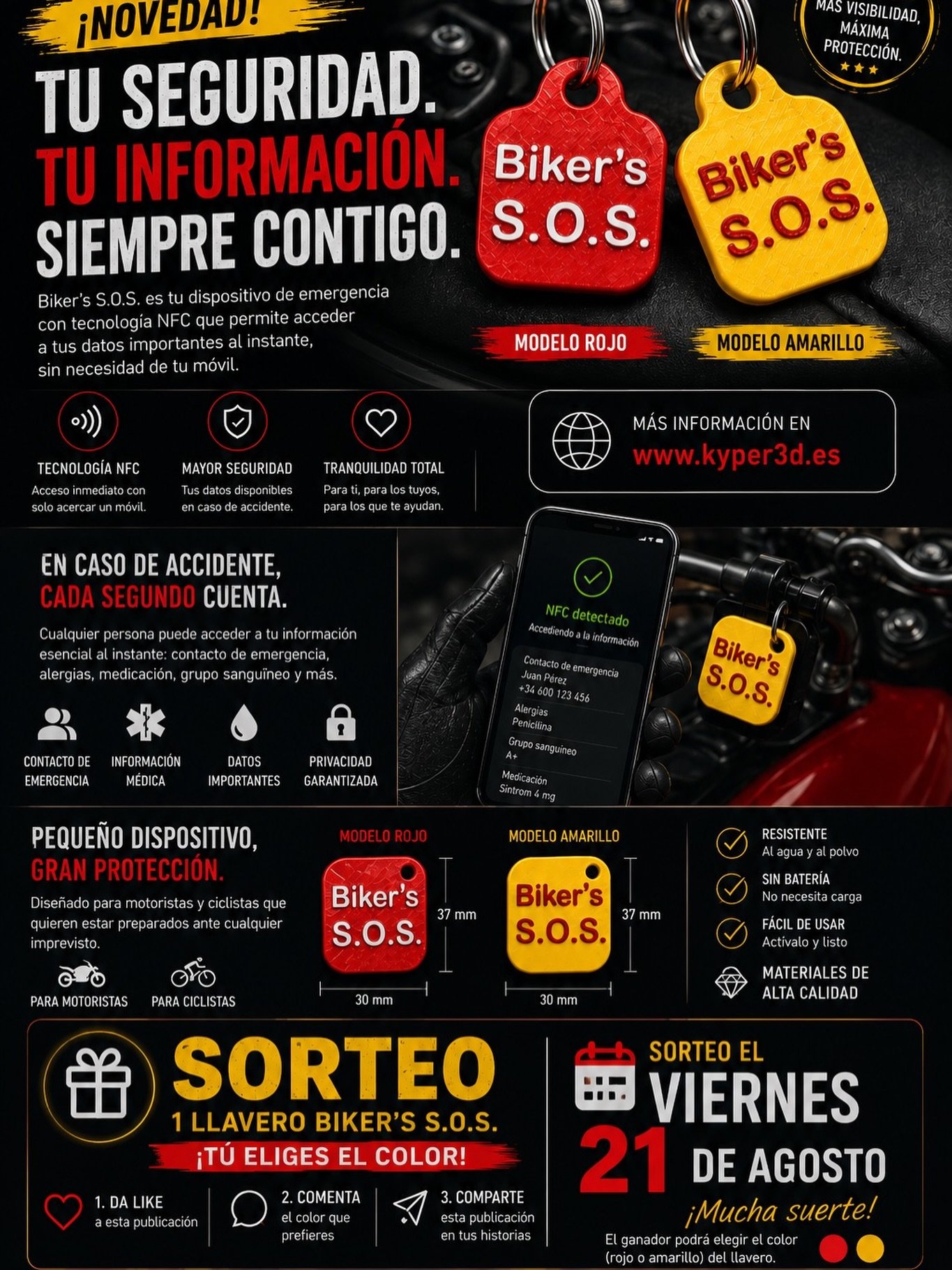 Nuevos sorteo!!!
1️⃣ Sigue a @kyper3d
2️⃣ Etiqueta a tu amigo ( solo 1 amigo por comentario, puedes poner tantos comentarios como quieras pero solo nombrando a una persona)
3️⃣ Comparte esta publicación en tu historia
Con motivo del nuevo color, quiero hacer este sorteo. Ambos llaveros se seguirán vendiendo en nuestra web a su precio 6€. Clubes de motos o ciclismo ponerse en contacto por DM
Mucha suerte!!! El ganador se dirá este viernes 21 de Agosto!!